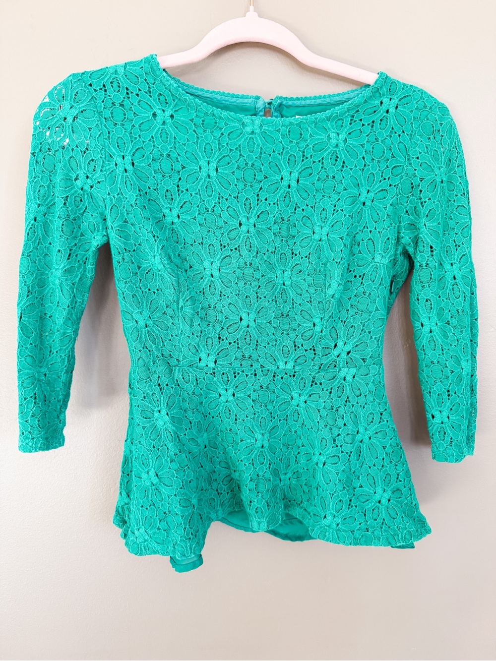 Moulinette Soeurs Emerald Green Lace Peplum Top